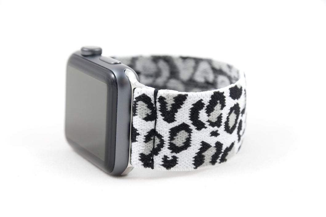 Black & Grey Leopard Elastic Apple Watch Band