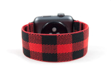 Load image into Gallery viewer, Red &amp; Black Plaid Elastic Apple Watch Band
