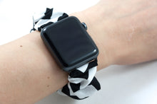 Load image into Gallery viewer, B&amp;W Chevron Apple Watch Scrunchie Band
