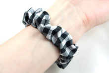 Load image into Gallery viewer, B&amp;W Gingham Apple Watch Scrunchie Band
