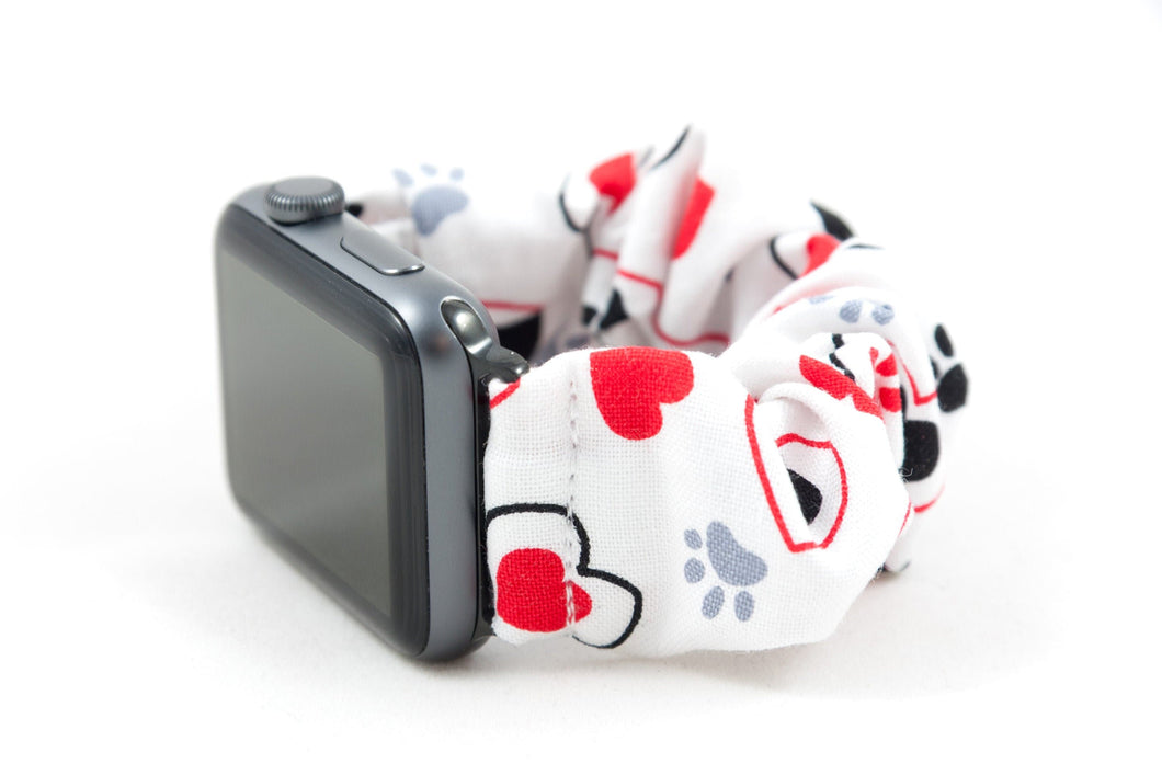 Paws & Hearts Apple Watch Scrunchie Band