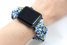 Load image into Gallery viewer, Blue Daisy Apple Watch Scrunchie Band

