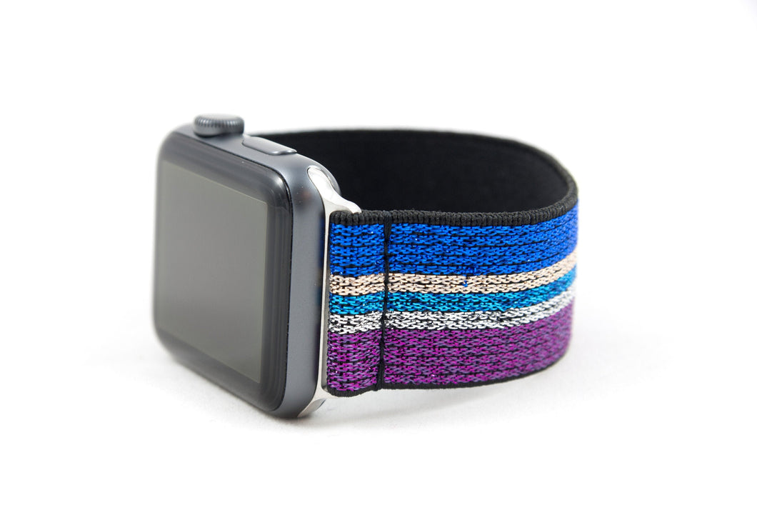 Sparkly Multicolor Striped Elastic Apple Watch Band