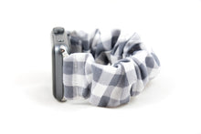 Load image into Gallery viewer, Grey Gingham Apple Watch Scrunchie Band
