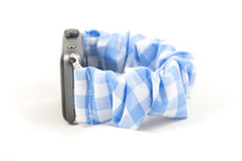 Load image into Gallery viewer, Blue Gingham Apple Watch Scrunchie Band - 38mm 42mm / 40mm 44mm Series 1 - 6 &amp; SE
