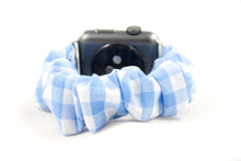 Load image into Gallery viewer, Blue Gingham Apple Watch Scrunchie Band - 38mm 42mm / 40mm 44mm Series 1 - 6 &amp; SE
