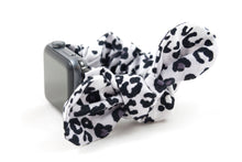 Load image into Gallery viewer, Snow Leopard Apple Watch Scrunchie Band with Top Knot Bow - 38mm 42mm / 40mm 44mm Series 1 - 6 &amp; SE
