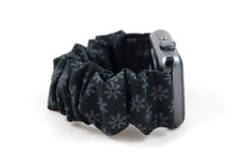 Load image into Gallery viewer, Black Daisy Apple Watch Scrunchie Band
