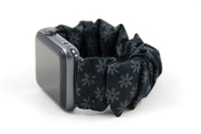 Load image into Gallery viewer, Black Daisy Apple Watch Scrunchie Band
