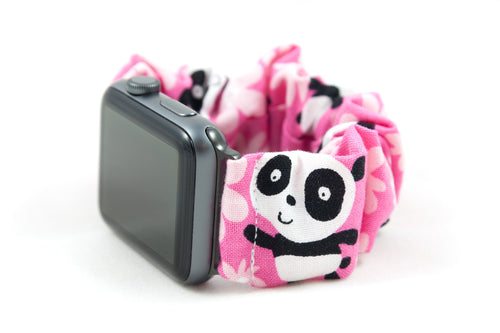 Pink Panda Apple Watch Scrunchie Band - 38mm 42mm / 40mm 44mm Series 1 - 6 & SE