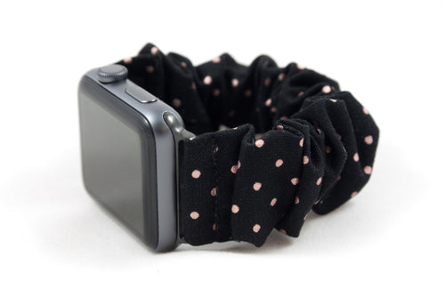 Rose Gold Polka Dot Apple Watch Scrunchie Band - 38mm 42mm / 40mm 44mm Series 1 - 6 & SE