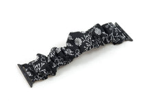 Load image into Gallery viewer, B&amp;W Floral Apple Watch Scrunchie Band
