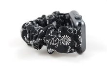 Load image into Gallery viewer, B&amp;W Floral Apple Watch Scrunchie Band
