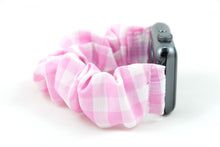 Load image into Gallery viewer, Pink Gingham Apple Watch Scrunchie Band - 38mm 42mm / 40mm 44mm Series 1 - 6 &amp; SE
