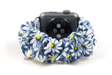 Load image into Gallery viewer, Blue Daisy Apple Watch Scrunchie Band
