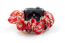 Load image into Gallery viewer, Botanical Apple Watch Scrunchie Band with Top Knot Bow - 38mm 42mm / 40mm 44mm Series 1 - 6 &amp; SE
