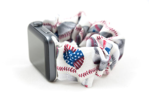 Baseball Apple Watch Scrunchie Band - 38mm 42mm / 40mm 44mm Series 1 - 6 & SE