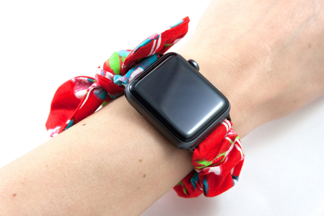 Iris Apple Watch Scrunchie Band with Top Knot Bow