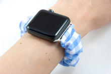Load image into Gallery viewer, Blue Gingham Apple Watch Scrunchie Band - 38mm 42mm / 40mm 44mm Series 1 - 6 &amp; SE
