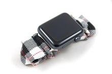 Load image into Gallery viewer, B&amp;W Plaid Apple Watch Scrunchie Band
