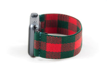 Load image into Gallery viewer, Red &amp; Green Plaid Elastic Apple Watch Band
