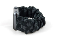 Load image into Gallery viewer, Black Daisy Apple Watch Scrunchie Band
