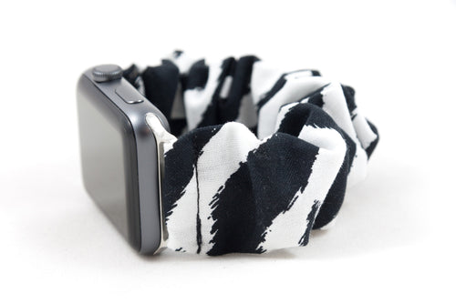 B&W Zebra Apple Watch Scrunchie Band - 38mm 42mm / 40mm 44mm Series 1 - 6, SE