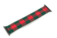 Load image into Gallery viewer, Red &amp; Green Plaid Elastic Apple Watch Band
