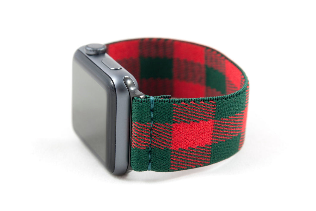 Red & Green Plaid Elastic Apple Watch Band