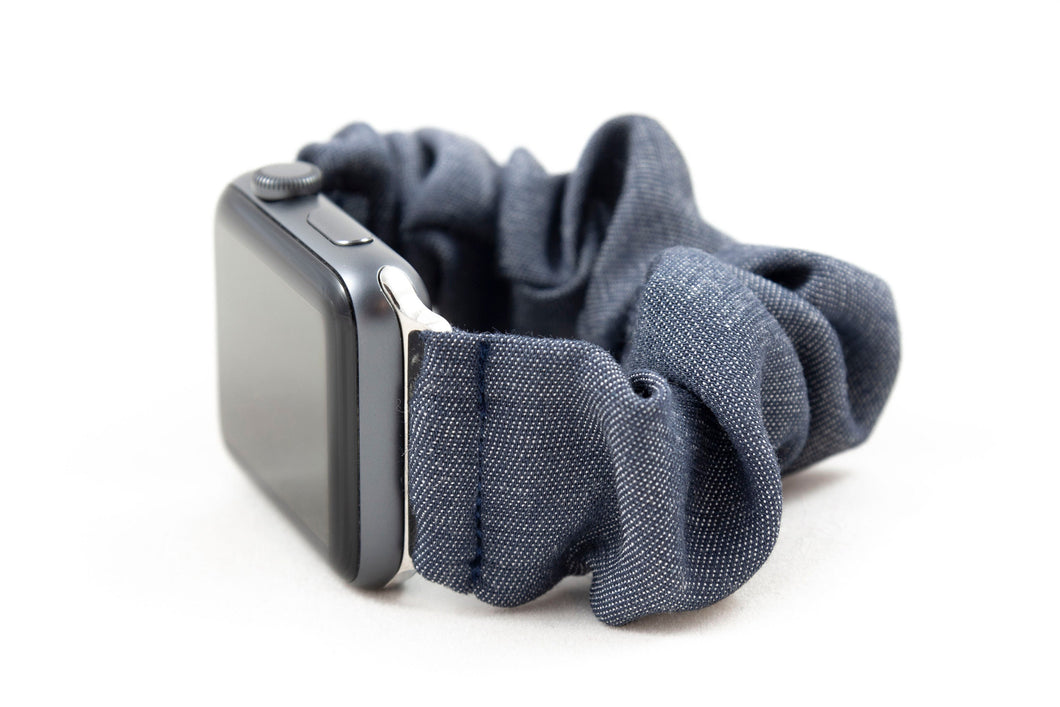 Bluish Gray Denim Style Apple Watch Scrunchie Band