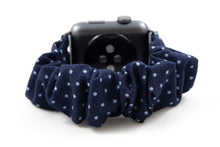 Load image into Gallery viewer, Navy Blue Dot Apple Watch Scrunchie Band
