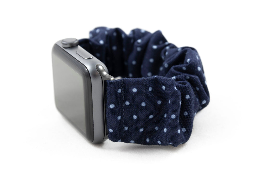 Navy Blue Dot Apple Watch Scrunchie Band