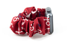 Load image into Gallery viewer, Red Nautical Apple Watch Scrunchie Band
