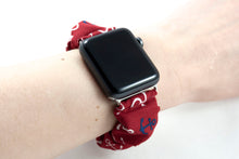 Load image into Gallery viewer, Red Nautical Apple Watch Scrunchie Band
