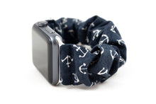 Load image into Gallery viewer, Blue Nautical Apple Watch Scrunchie Band
