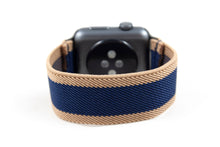 Load image into Gallery viewer, Navy Blue &amp; Khaki Stripe Elastic Apple Watch Band
