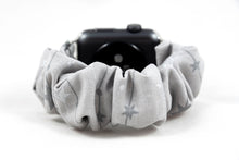 Load image into Gallery viewer, Silver &amp; Grey Star Apple Watch Scrunchie Band
