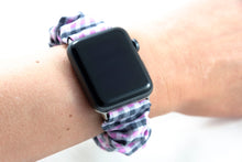 Load image into Gallery viewer, Grey Gingham Apple Watch Scrunchie Band
