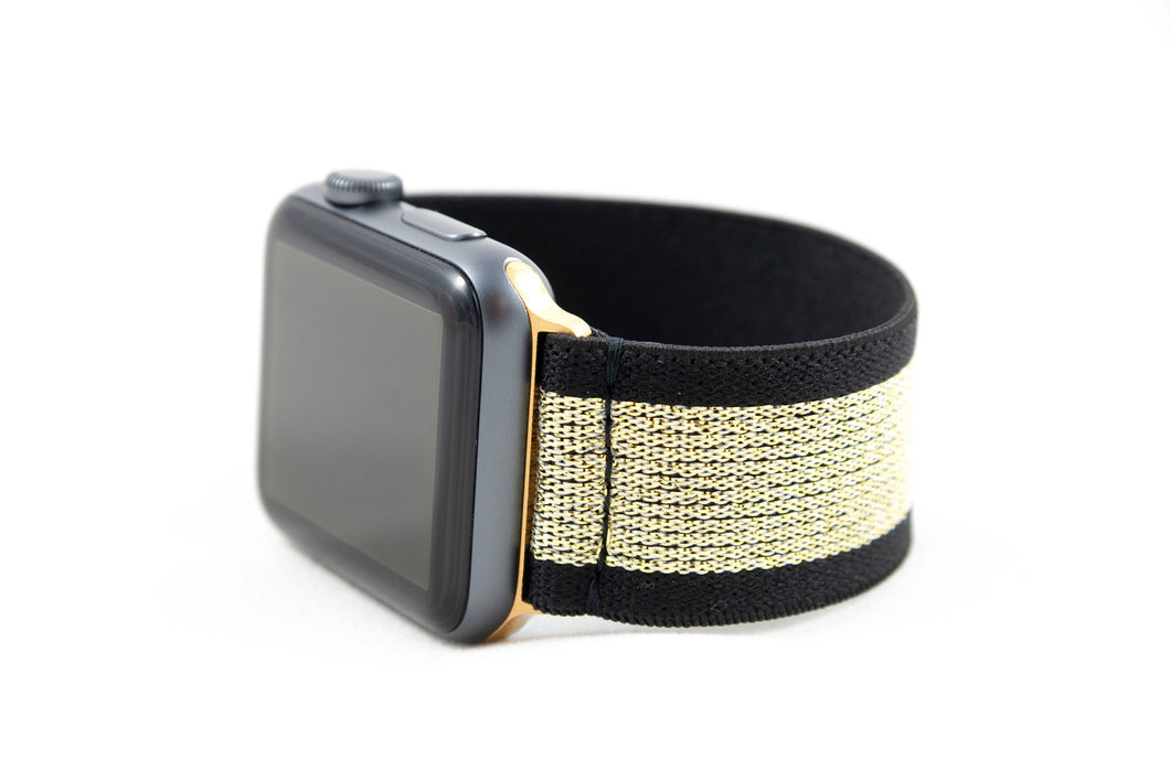 Elastic Apple Watch Band - Gold on Black