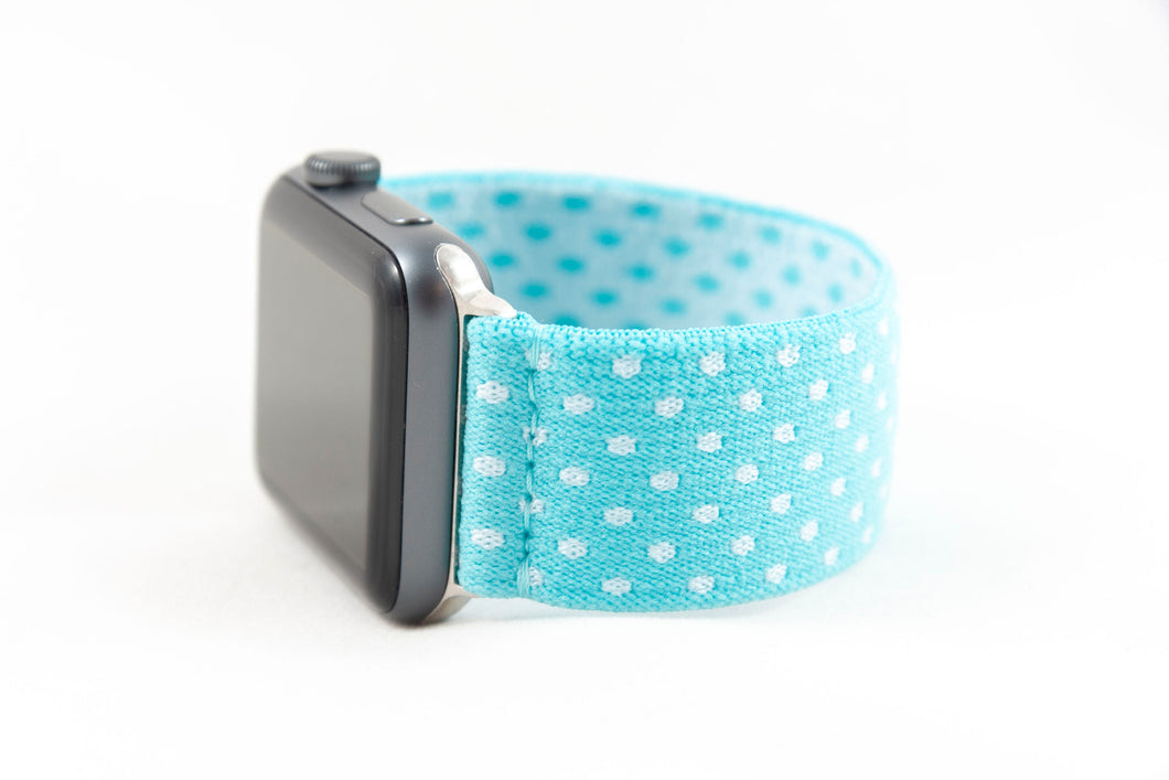 Turquoise Polka Dot Elastic Apple Watch Band