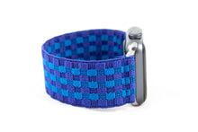 Load image into Gallery viewer, Blue &amp; Purple Check Pattern Elastic Apple Watch Band
