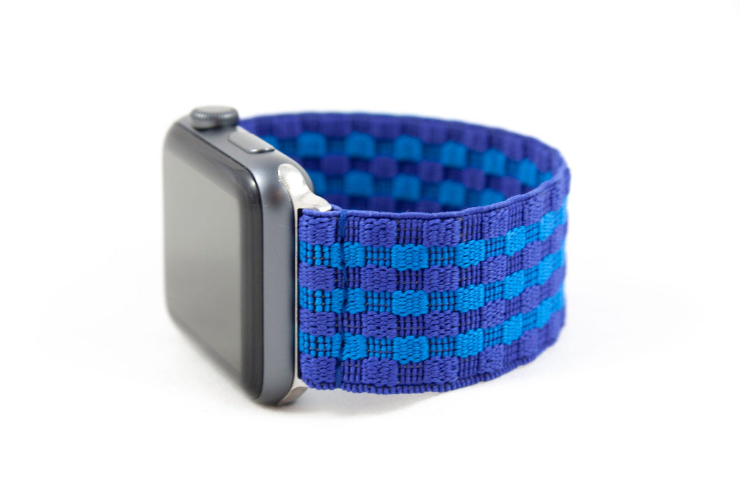 Blue & Purple Check Pattern Elastic Apple Watch Band