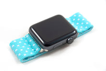 Load image into Gallery viewer, Turquoise Polka Dot Elastic Apple Watch Band
