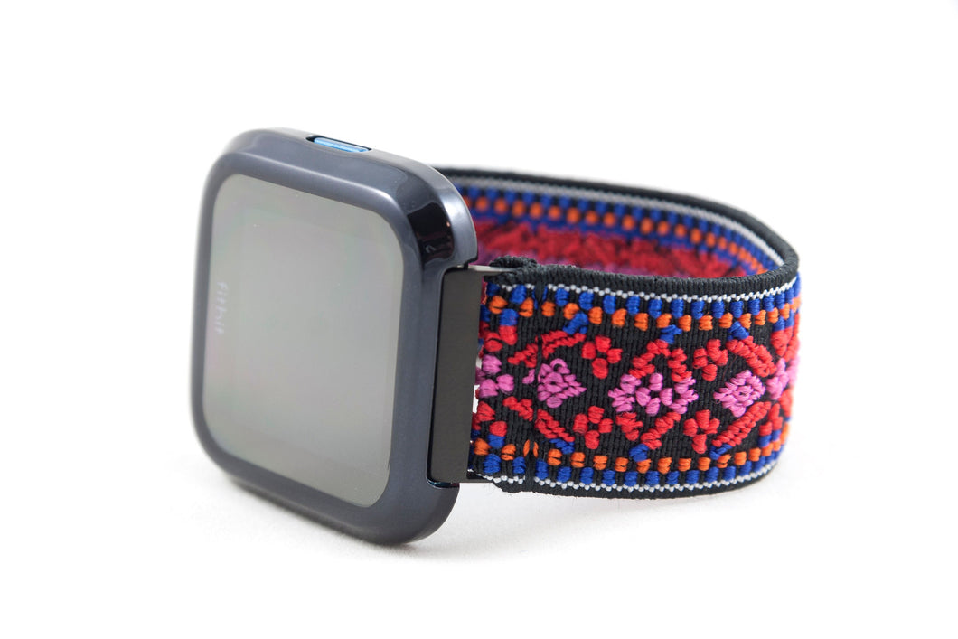 Red Ethnic Elastic Fitbit Watch Band