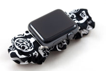 Load image into Gallery viewer, Black Vintage Keys Apple Watch Scrunchie Band
