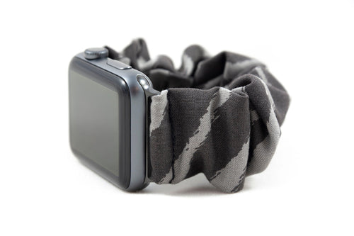 Dark Gray Zebra Apple Watch Scrunchie Band - 38mm 42mm / 40mm 44mm Series 1 - 6 & SE