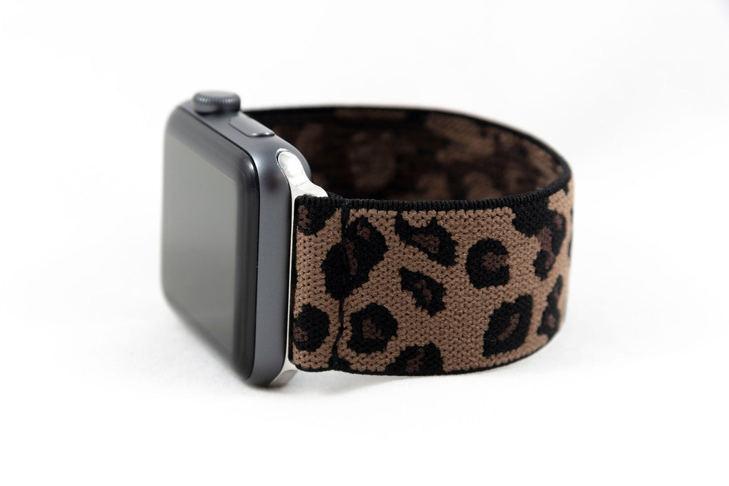 Coffee Mocha Leopard Elastic Apple Watch Band