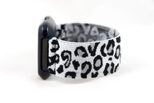 Load image into Gallery viewer, Black Grey &amp; White Leopard Elastic Fitbit Watch Band
