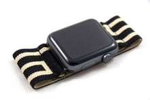 Load image into Gallery viewer, Black Beige Greek Key Wide Elastic Apple Watch Band

