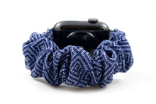 Load image into Gallery viewer, Navy Blue Diamond Pattern Apple Watch Scrunchie Band

